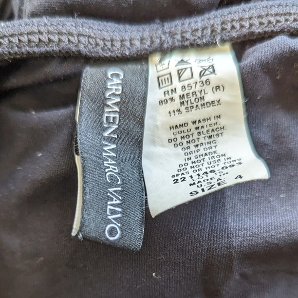 Carmen Marc Valvo Plunge Halter Tie One Piece Swimsuit - Picture 9 of 9